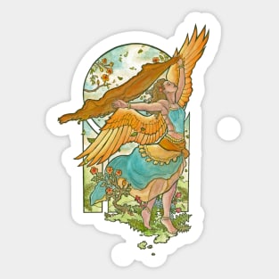 Angel of Summer Mucha Inspired Art Nouveau Angels of the Seasons Series Sticker